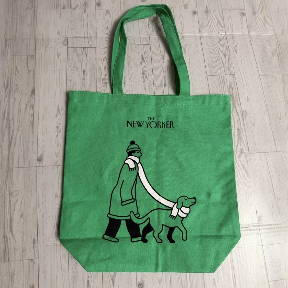 NEW The New Yorker Limited Edition Tote Bag Laura Dirzyte Green Dog‎ Walk Man